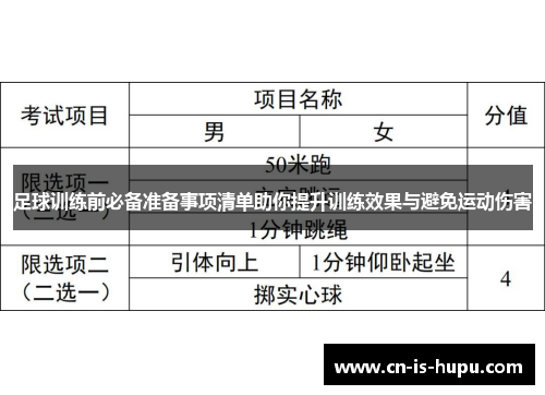 足球训练前必备准备事项清单助你提升训练效果与避免运动伤害 足球训练前必备准备事项清单助你提升训练效果与避免运动伤害